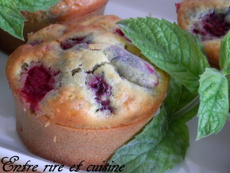 Muffins menthe framboises pour "Recettes autour d’un ingrédient #20"