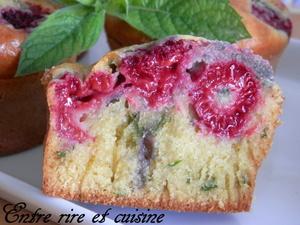 Muffins menthe framboises pour "Recettes autour d’un ingrédient #20"
