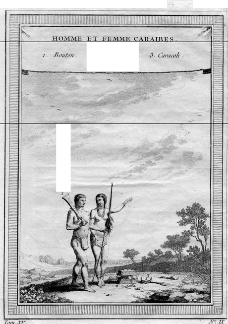 “Caribbean Man and Woman”, drawing by François Didot, from Abbé Prévost, “Histoire générale des voyages, ou nouvelle collection de toutes les relations de voyage”, Paris, 1759. 