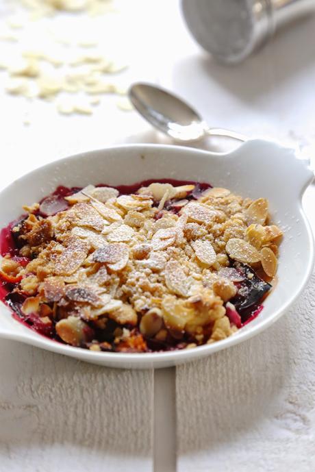 crumble , amandes , quetsches , facile