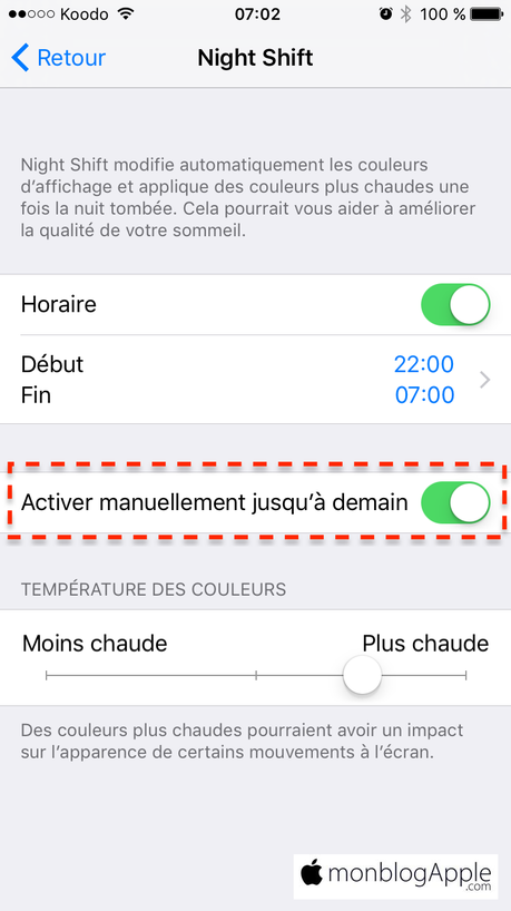 iOS Night Shift/Mode Nuit – Protéger vos yeux et mieux dormir