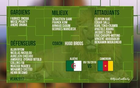 La liste des 23 joueurs camerounais pour affronter l'Algérie !