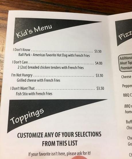 Dans ce restaurant, le menu s’amuse à troller les enfants honest-kids-menu