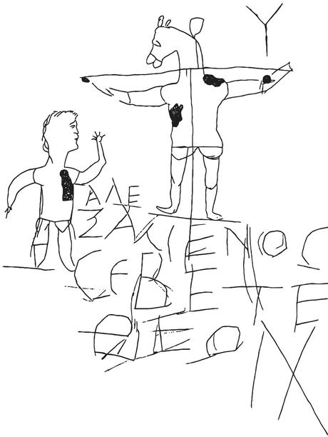 Graffiti blasphématoire et première représentation graphique de la croix.