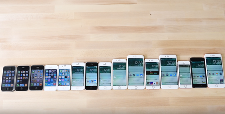 [Vidéo] Comparatif de 15 générations d'iPhone du 2G au 7