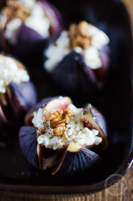 Figues rôties au chèvre frais, miel et noix Figues rôties, chèvre, miel, noix