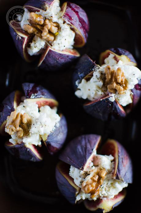 Figues rôties au chèvre frais, miel et noix Figues rôties au chèvre frais, miel et noix