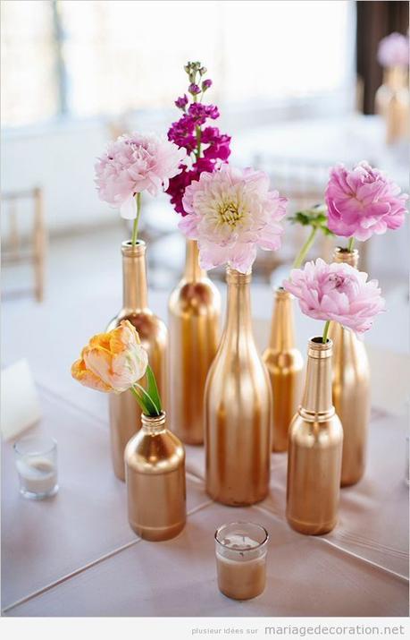 10 Décorations de table pailletées rose et dorées