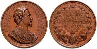 Médaille à l'effigie du Roi Louis II de Bavière frappée à l'occasion du 300ème anniversaire de l'Université de Würzburg