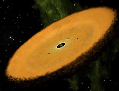 Artist's impression of star AWI0005x3s and its disc