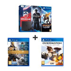 Bon Plan – Console PS4 Slim 1 To + DriveClub + Uncharted 4 + Ratchet and Clank + Destiny la Collection + Overwatch à 369.99€