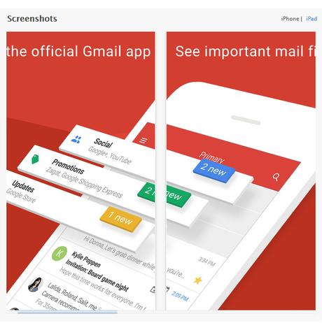 Nouveau Look pour l'App Gmail sur iPhone