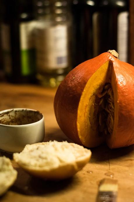 Burger d'automne au potimarron & fondue d'oignon au Calvados