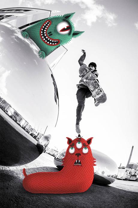 Dessin de personnages et skateboard par Mickael Brana Character design and skateboard by Mickael Brana