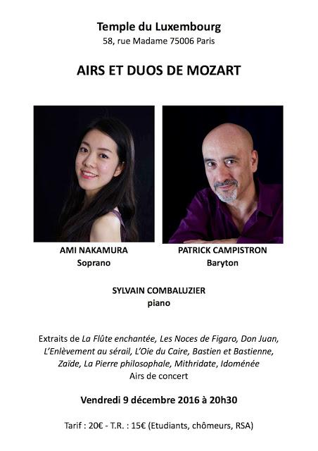 Musique classique avec un baryton qui ne l'est pas, seulement : PATRICK CAMPISTRON Airs et duos de Mozart le 9 décembre à 20h30
