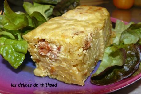 Gâteau de coquillettes et de chorizo au parmesan Gâteau de coquillettes et de chorizo au parmesan