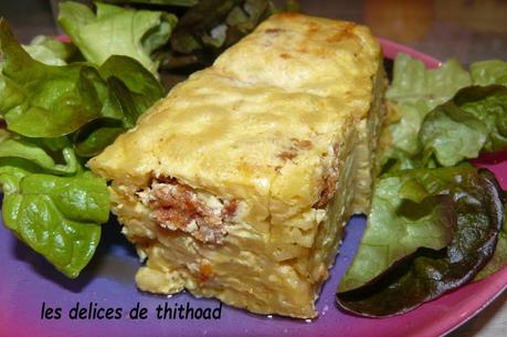 Gâteau de coquillettes et de chorizo au parmesan Gâteau de coquillettes et de chorizo au parmesan