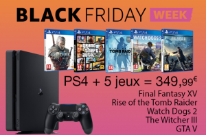 Bon Plan – Pack PS4 + Final Fantasy XV + Watch Dogs 2 + Rise of the Tomb Raider + GTA V + The Witcher 3 350€ Bon Plan – Pack PS4 + Final Fantasy XV + Watch Dogs 2 + Rise of the Tomb Raider + GTA V + The Witcher 3 350€