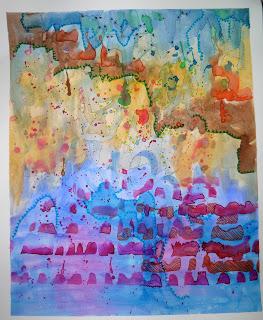 Aquarelle abstraite: le chant des couleurs comme une ponctuation de la vie/Abstract watercolor: the singing(song) of colors as a punctuation of the life/