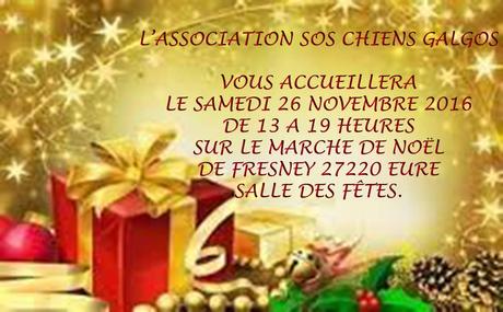 Retrouvez l'association "sos chiens galgos sur ses " Marchés de Noel en Normandie à Bretagnolles 27220 les 26 et 27/11/2016