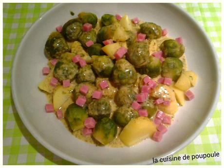 Choux de bruxelle sauce moutarde et jambon au thermomix Choux de bruxelle sauce moutarde et jambon au thermomix