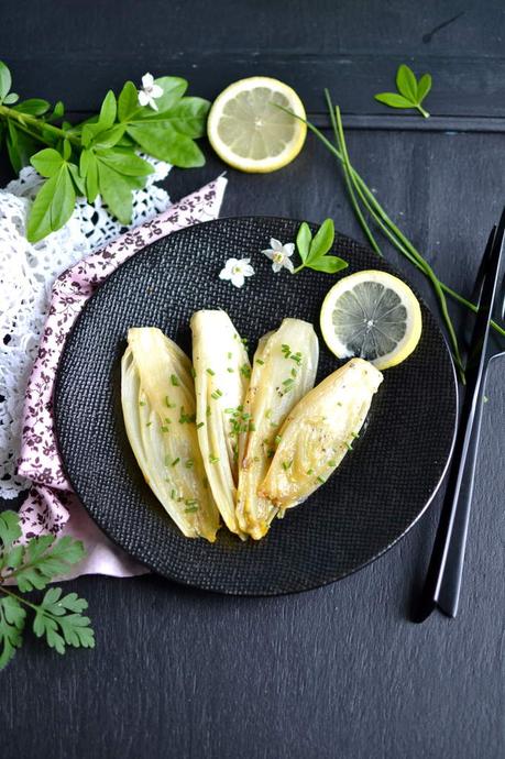 Endives braisées au citron et au sésame Endives braisées au citron et au sésame