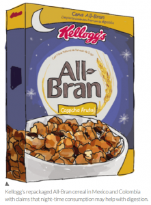 Céréales All-Bran, promesses d'aide à la digestion pendant la nuit. Kellogg's, Mexique.