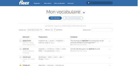 Fleex, apprendre l’anglais avec les films et les séries Liste de vocabulaire sur Fleex