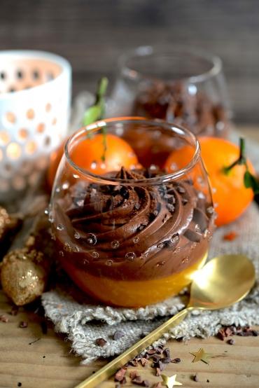 Recette bio : Verrines de ganache au chocolat bio Bonneterre et mandarine