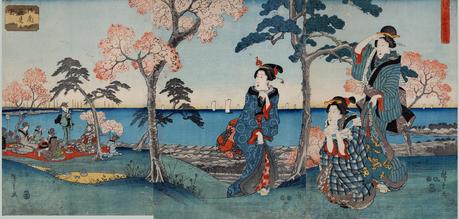 Hiroshige - Around 1847 - 1848 - Femmes admirant des cerisiers en fleurs