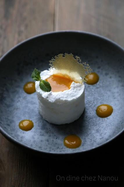 oeuf en neige , dessert léger , mangue , Chrsitophe Adam