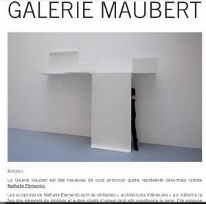 Galerie MAUBERT (Marais)  exposition Nathalie Elemento -jusqu’au 14 Janvier 2017