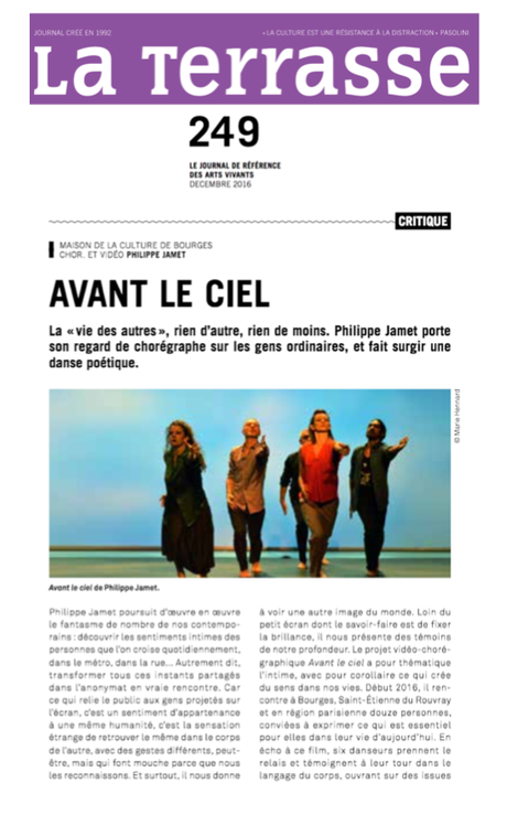 La presse en parle! « Avant le ciel »de Philippe Jamet