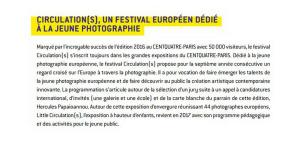 CIRCULATION(S)  au 104   21 Janvier-5 Mars 2017 la jeune photographie Européenne
