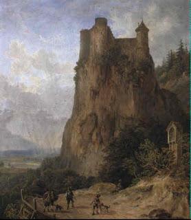 Falkenstein au clair de lune, une lithographie de Carl August Lebschée Falkenstein au clair de lune, une lithographie de Carl August Lebschée