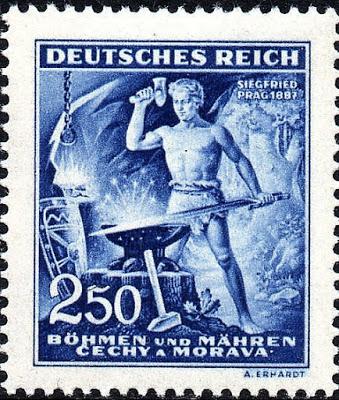 Wagner et son oeuvre dans les timbres-poste: 130e anniversaire du compositeur- Protectorat de Bohême-Moravie - 1943
