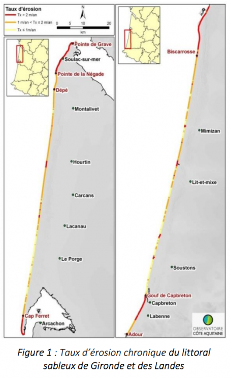 Érosion : le littoral aquitain va reculer de 20 à 50 mètres d'ici 2050