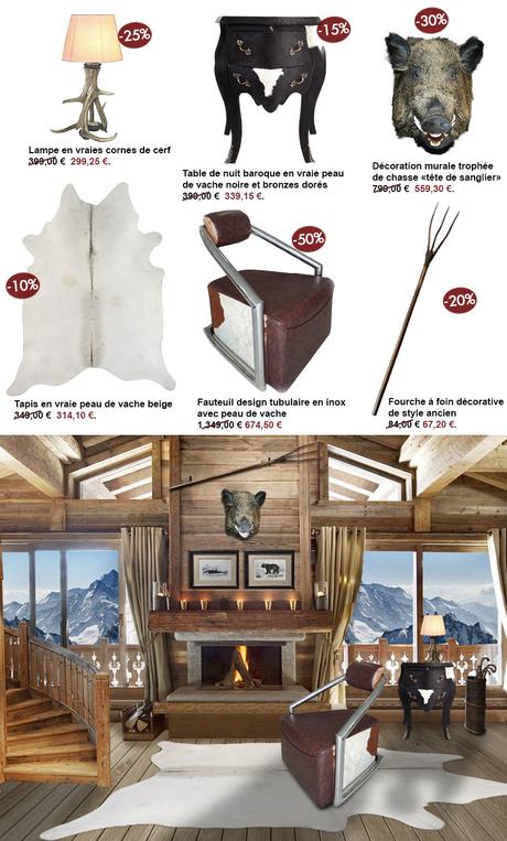 soldes d’hiver 2017 Royal Art Palace avec une sélection d’articles dans un univers chalet de montagne