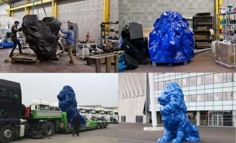 Les lions 3D : le Grand Stade de Lyon décoré avec des lions de 4 mètres