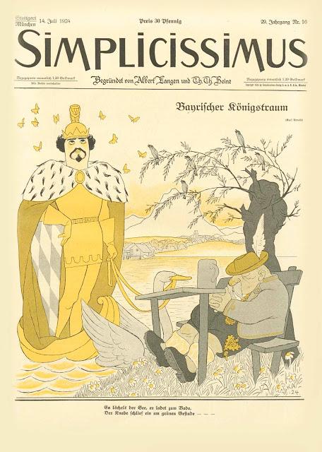 Le rêve bavarois d'un Roi, une caricature de la revue Simplicissimus en 1924