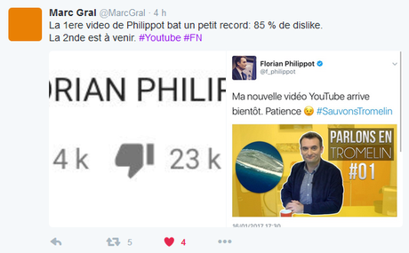 Philippot rejeté à 80 % sur You Tube