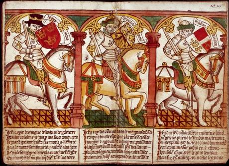 Armorial de Gilles le Bouvier - Arthur, Charlemagne et Godefroy de Bouillon 1440