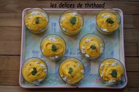 verrine de crème de potimarron au crabe verrine de crème de potimarron au crabe