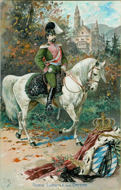 Le roi Louis et le 4e bataillon de chevau-légers, deux cartes postales anciennes