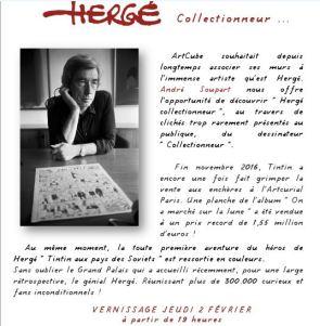 Galerie ARTCUBE                « HERGE collectionneur  » à partir du 2 Février 2017