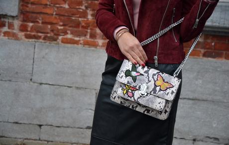 Burgundy & jupe en simili Burgundy & jupe en simili