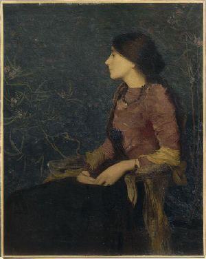 Reproduction de Portrait de mademoiselle Thadée Caroline Jacquet de Aman-Jean Edmond 