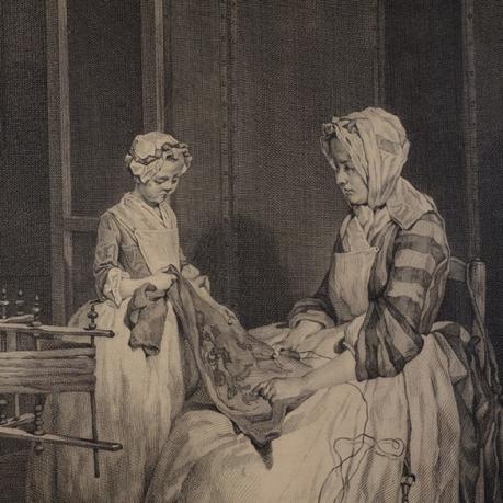 Les pendants célibataires : femme femme Chardin 1740 La mere laborieuse Louvre detail