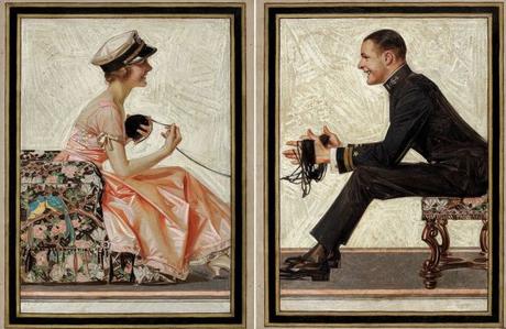 Les pendants célibataires : homme femme JOSEPH CHRISTIAN LEYENDECKER Kuppenheimer Style Book advertising diptych, Fall & Winter 1918-1919