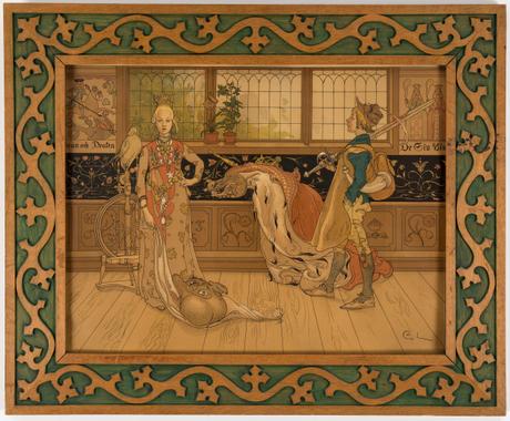 Les pendants célibataires : homme femme Larsson Sankt Goran och Prinsessan 1896 lithographie